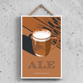 P1617 - Plaque à suspendre en bois sur le thème de l'alcool de style moderne Ale In Glass 1