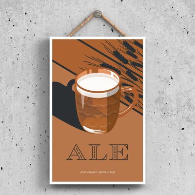 P1617 - Ale In Glass Modern Style Alcohol Theme Wooden Hanging Plaque