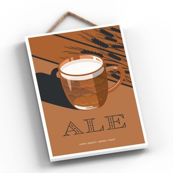 P1617 - Plaque à suspendre en bois sur le thème de l'alcool de style moderne Ale In Glass 2
