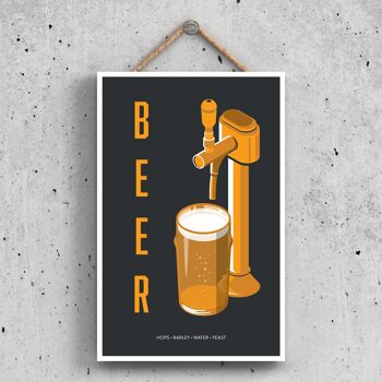 P1620 - Plaque à suspendre en bois sur le thème de l'alcool de style moderne avec bière à la pression 1