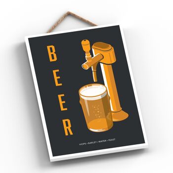 P1620 - Plaque à suspendre en bois sur le thème de l'alcool de style moderne avec bière à la pression 2