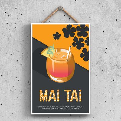 P1629 – Mai Tai im Cocktailglas Moderner Stil Alkohol Thema Holzschild zum Aufhängen