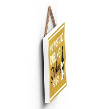 P1651 - Interdiction de travailler pendant les heures de consommation, Stick Man Yellow Exit Sign On A Hanging Wooden Plaque 3