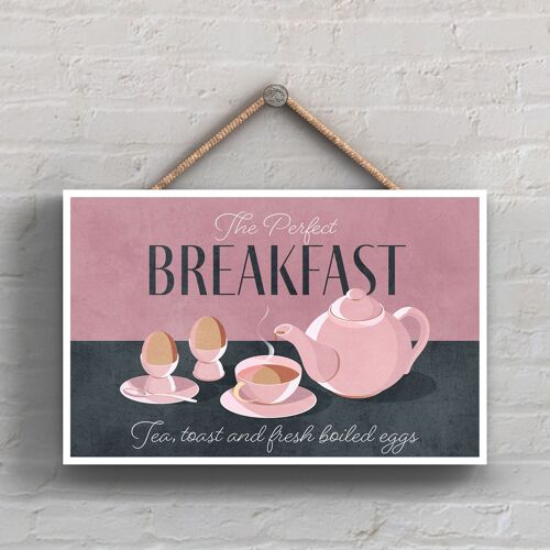 P1658 - The Perfect Breakfast Tea & Eggs Kitchen Decorative Hanging Plaque Sign