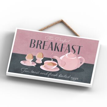 P1658 - The Perfect Breakfast Tea & Eggs Kitchen Plaque décorative à suspendre 4