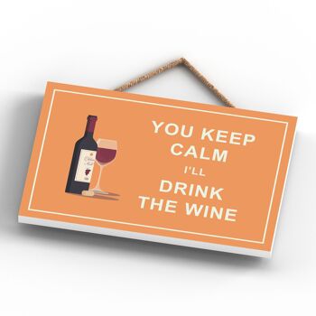 P1667 - Keep Calm Drink Red Wine Plaque en bois sur le thème de l'alcool à suspendre 4