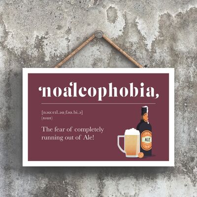 P1673 – Phobie vor dem Auslaufen des Bieres, komische Holzplakette zum Aufhängen mit Alkoholmotiv