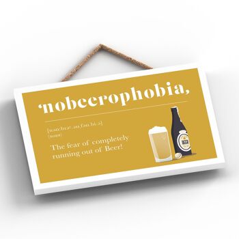 P1674 - Phobie de manquer de bière - Plaque comique en bois à suspendre sur le thème de l'alcool 2