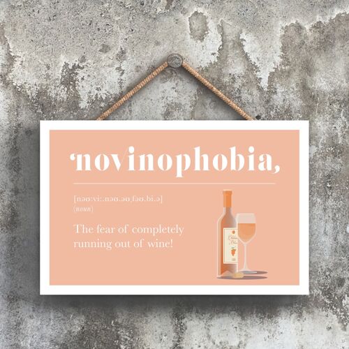 P1686 - Phobia Of Running Out Of White Wine Comical Wooden Hanging Alcohol Theme Plaque