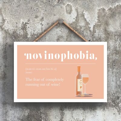 P1686 - Fobia a quedarse sin vino blanco Placa colgante de madera con tema de alcohol cómico