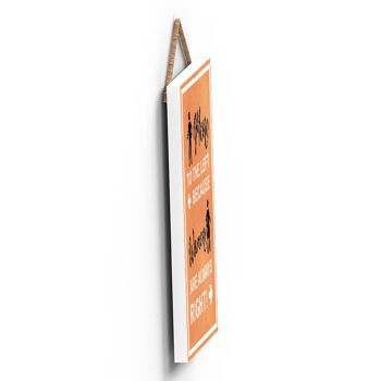 P1699 - Les hommes à gauche parce que les femmes ont toujours raison, Stick Person Orange Exit Sign On A Hanging Wooden Plaque 4
