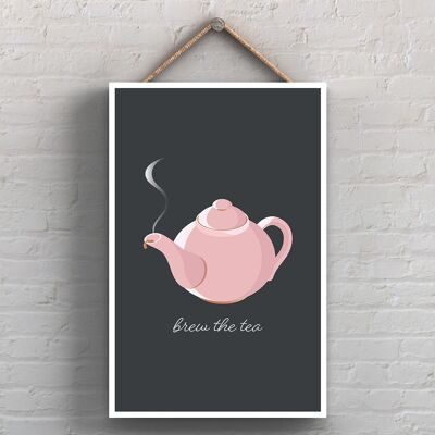 P1701 – Brew The Tea Kitchen Dekoratives Schild zum Aufhängen