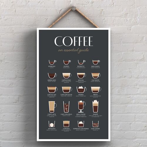 P1703 - Coffee Essentials Guide Dark Kitchen Decorative Hanging Plaque Sign