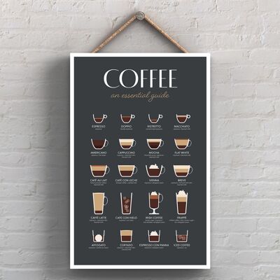 P1703 - Coffee Essentials Guide Dark Kitchen Decorative Hanging Plaque Sign