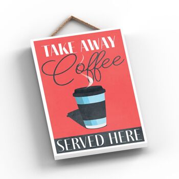 P1707 - Take Away Coffee Served Here Plaque décorative à suspendre pour cuisine rouge 2