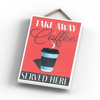 P1707 - Take Away Coffee Served Here Plaque décorative à suspendre pour cuisine rouge 3