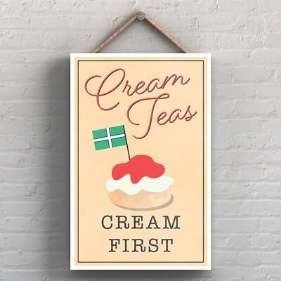 P1708 – Cream Teas Cream First Devon Kitchen Dekoratives Schild zum Aufhängen