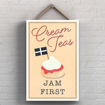 P1709 - Cream Teas Jam First Cornwall Plaque décorative à suspendre pour cuisine 1