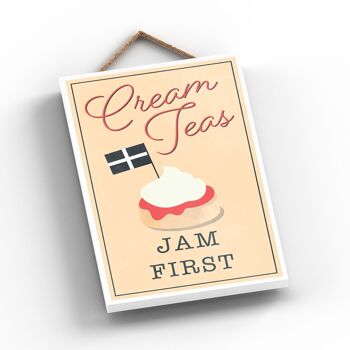 P1709 - Cream Teas Jam First Cornwall Plaque décorative à suspendre pour cuisine 2