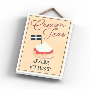 P1709 - Cream Teas Jam First Cornwall Plaque décorative à suspendre pour cuisine 3