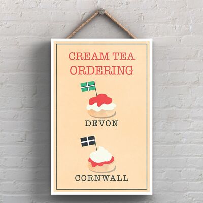 P1710 - Letrero de placa colgante decorativo para cocina de Devon o Cornwall para pedidos de té crema