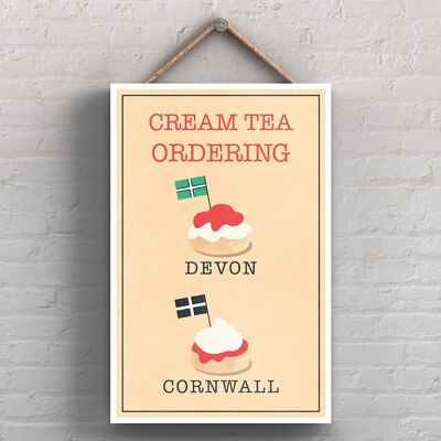 P1710 - Cream Tea Ordering Devon Or Cornwall Kitchen Decorative Hanging Plaque Sign