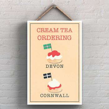 P1710 - Cream Tea Ordering Devon Or Cornwall Kitchen Plaque décorative à suspendre 1