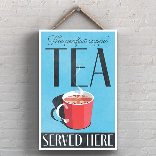 P1721 - The Perfect Cuppa Tea Served Here Blue Kitchen Decorative Hanging Plaque Sign