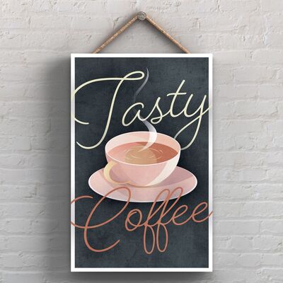 P1724 - Tasty Coffee Kitchen Decorative Hanging Plaque Sign