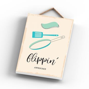 P1733 - Flippin Impressionnant Illustration Minimaliste Cuisine Sur Le Thème Des Illustrations Sur Une Plaque En Bois Suspendue 3