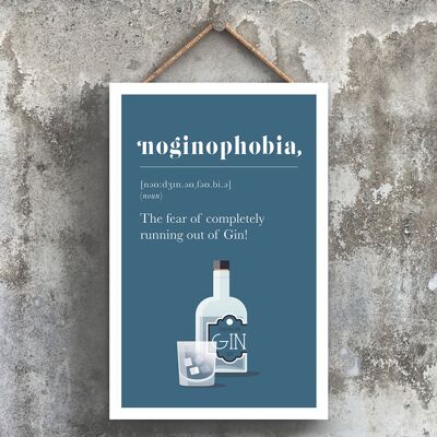 P1779 - Fobia dell'esaurimento del gin Comico targa in legno a tema alcol da appendere