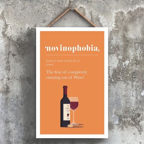 P1781 - Phobia Of Running Out Of Red Wine Comical Wooden Hanging Alcohol Theme Plaque