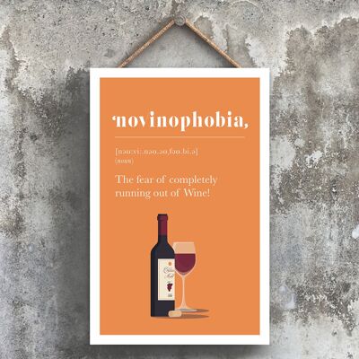 P1781 – Phobie vor dem Auslaufen des Rotweins, komische Holztafel zum Aufhängen mit Alkoholmotiv