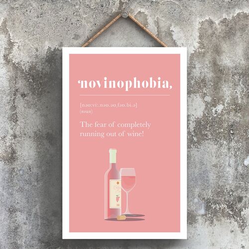 P1782 - Phobia Of Running Out Of Rose Wine Comical Wooden Hanging Alcohol Theme Plaque