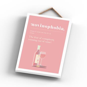 P1782 - Phobia of Running Out Of Rose Wine Plaque comique en bois à suspendre sur le thème de l'alcool 2