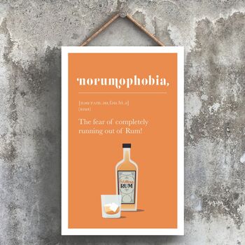 P1783 - Phobia Of Running Out Of Rum Comique Plaque en bois à suspendre sur le thème de l'alcool 1