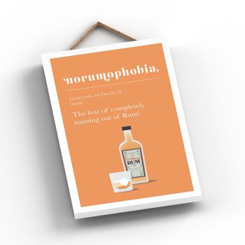 P1783 - Phobia Of Running Out Of Rum Comique Plaque en bois à suspendre sur le thème de l'alcool 2