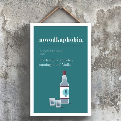 P1784 – Phobie vor dem Auslaufen des Wodkas, komische Holztafel zum Aufhängen mit Alkoholmotiv