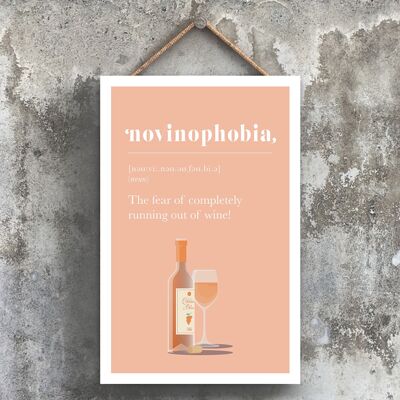 P1786 - Fobia a quedarse sin vino blanco Cómico Placa colgante de madera con tema de alcohol