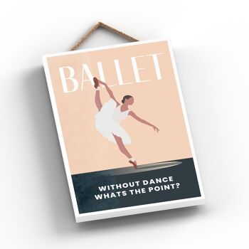 P1787 - Illustration de ballet faisant partie de notre thème sportif imprimée sur une plaque à suspendre en bois 2