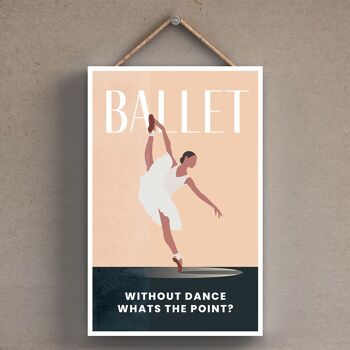 P1787 - Illustration de ballet faisant partie de notre thème sportif imprimée sur une plaque à suspendre en bois 1