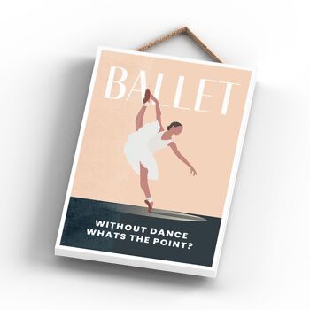 P1787 - Illustration de ballet faisant partie de notre thème sportif imprimée sur une plaque à suspendre en bois 3