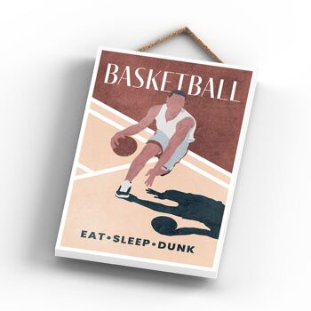 P1788 - Illustration de basket-ball faisant partie de notre thème sportif imprimée sur une plaque à suspendre en bois 3