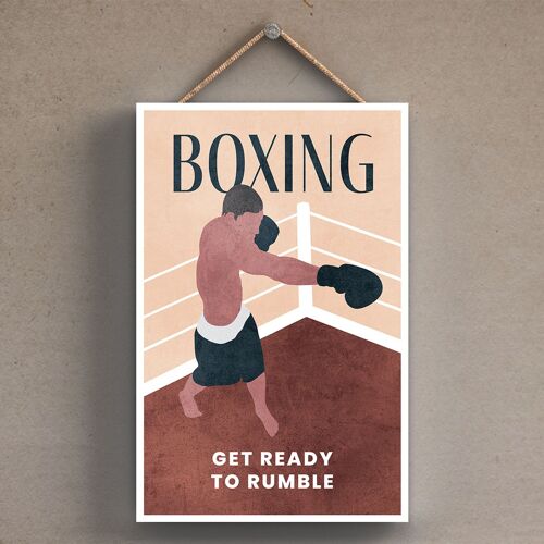 P1790 - Boxing Illustration Part Of Our Sports Theme Printed Onto A Wooden Hanging Plaque