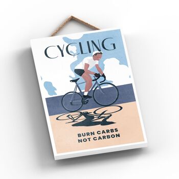 P1792 - Illustration de cyclisme faisant partie de notre thème sportif imprimée sur une plaque à suspendre en bois 2