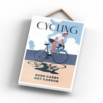 P1792 - Illustration de cyclisme faisant partie de notre thème sportif imprimée sur une plaque à suspendre en bois 3