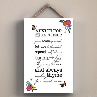 P1803 - Advice For The Gardener Spring Meadow Themed Wooden Hanging Plaque