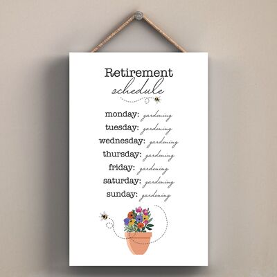 P1807 - Retirement Schedule Spring Meadow Themed Wooden Hanging Plaque