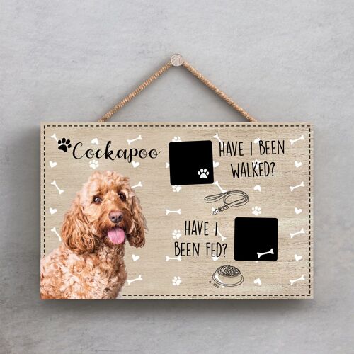 P1812 - Pets & Paws - Rope Plaque Cockapoo Golden Walked And Fed