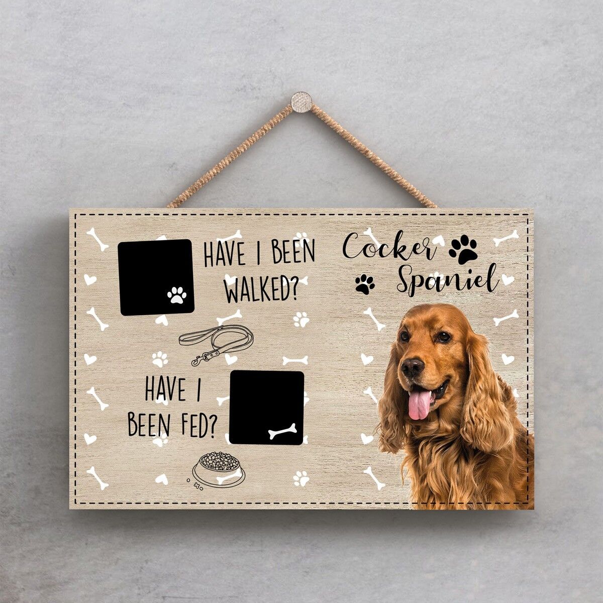 P1814 - Haustiere & Pfoten - Seilplakette Cockerspaniel gelaufen und gefüttert